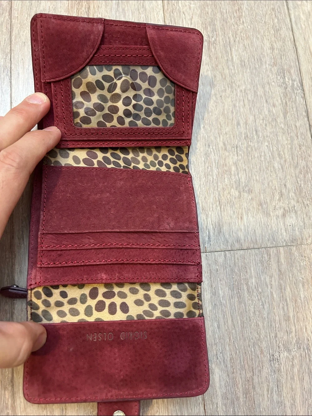 Sigrid Olsen Berry Leather Snap Wallet tons of card slots zipper purse mini